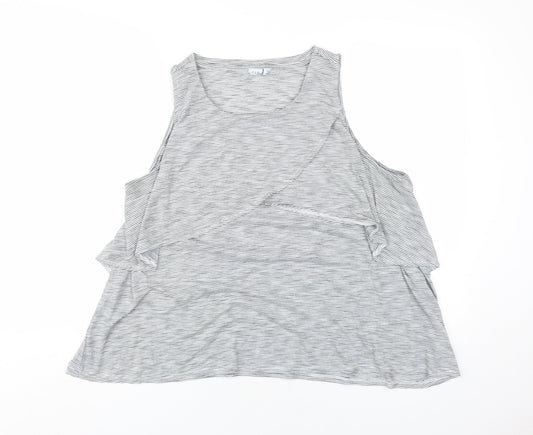 GAP Women's Grey Striped Tank Top XL Relaxed Fit