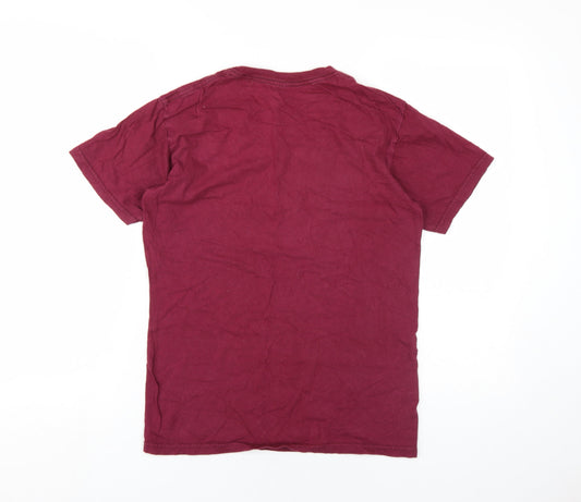 Unisex Adultss UK Size S Poler Red 100% Cotton T-Shirt