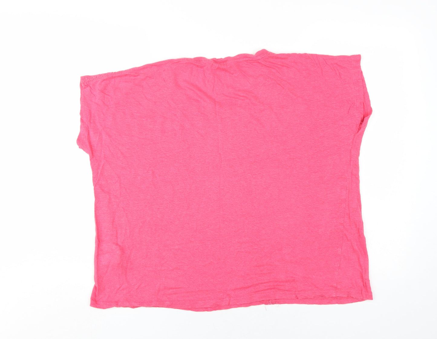WoolOvers Women's Pink Relaxed Linen T-Shirt 2XL