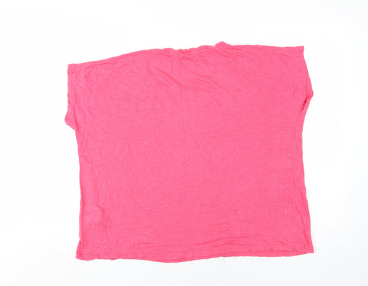 Womens UK Size 2XL Woolovers Pink Linen T-Shirt