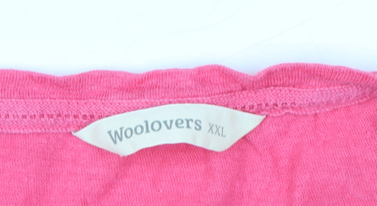 WoolOvers Women's Pink Relaxed Linen T-Shirt 2XL