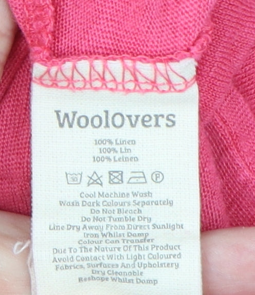 WoolOvers Women's Pink Relaxed Linen T-Shirt 2XL