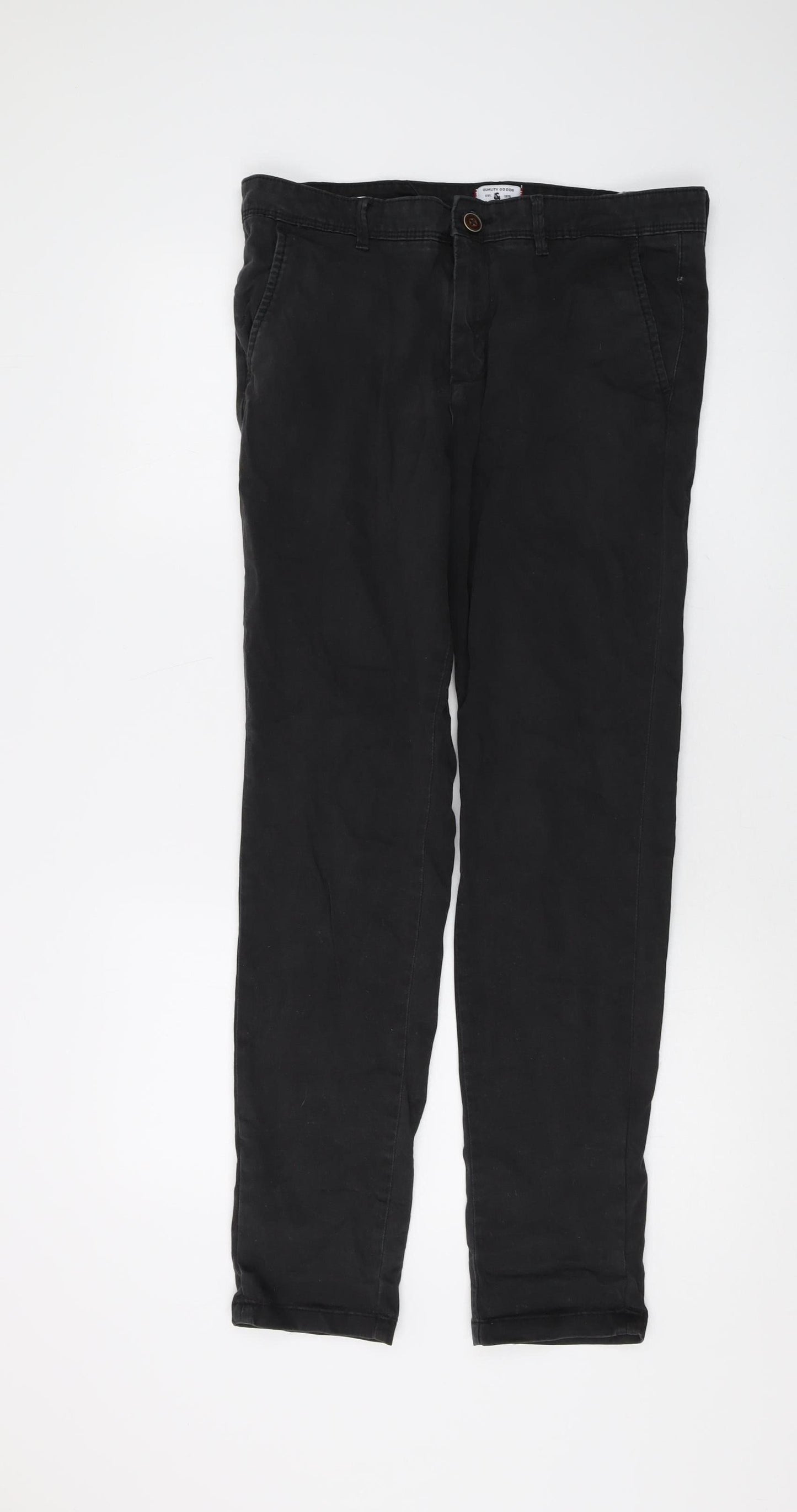 Jack & Jones Men's Black Trousers, 32 Waist, Straight Fit