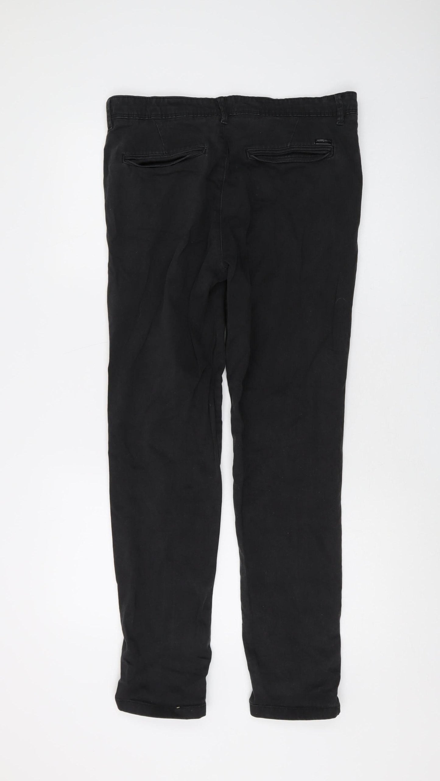 Jack & Jones Men's Black Trousers, 32 Waist, Straight Fit