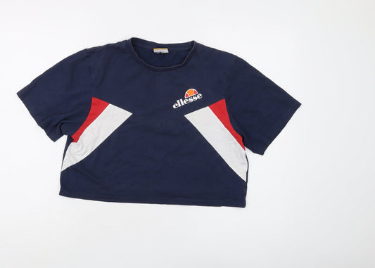 Ellesse Women's Blue Cropped T-Shirt Size 10