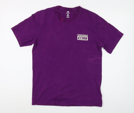 Converse Men's Purple Short Sleeve Crew Neck T-Shirt XS