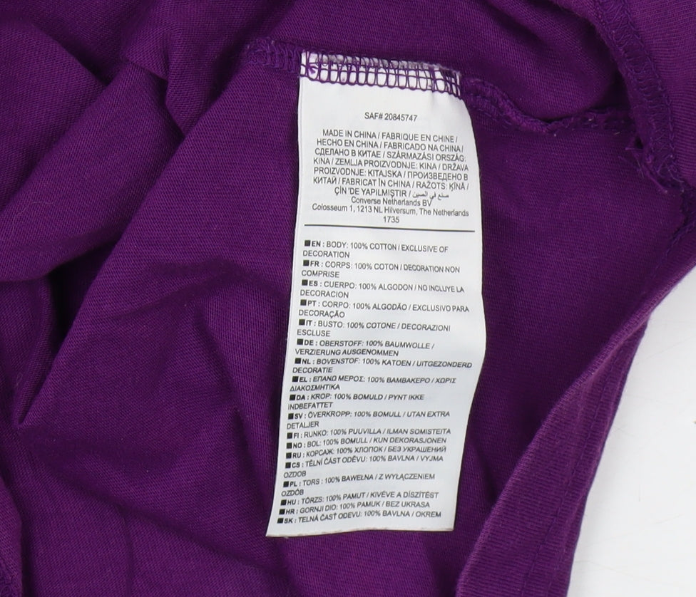 Converse Men's Purple Short Sleeve Crew Neck T-Shirt XS