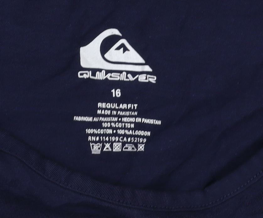 Quiksilver Unisex Blue Tank, Size 16, 100% Cotton, Casual