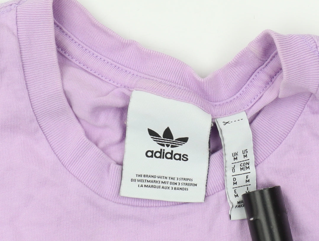 Adidas Unisex Purple Cotton Crew Neck T-Shirt M