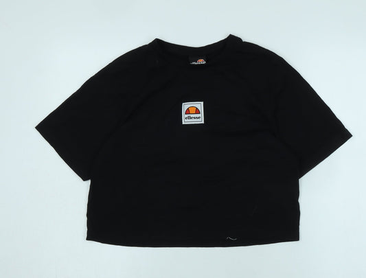 Ellesse Women's Black Cropped T-Shirt, Size 12
