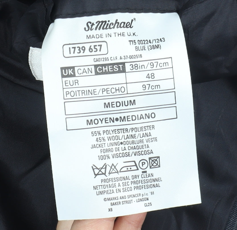 Marks and Spencer Men's Blue Striped Blazer 38R