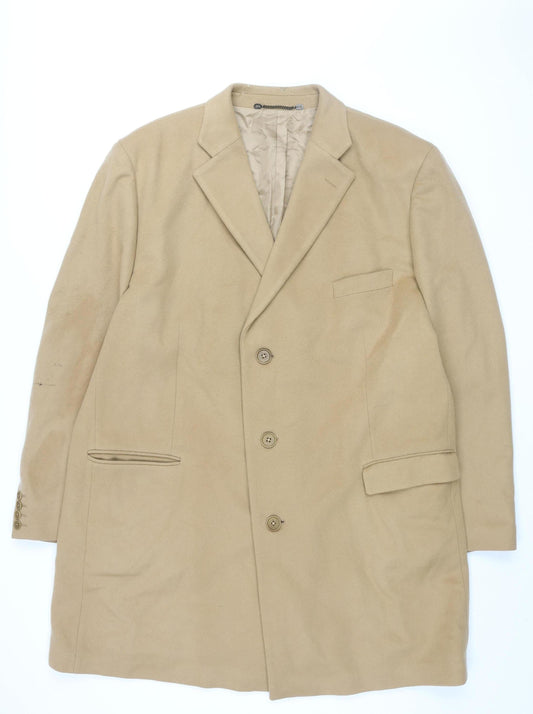 Charles Tyrwhitt Men's Beige Wool Overcoat UK 20