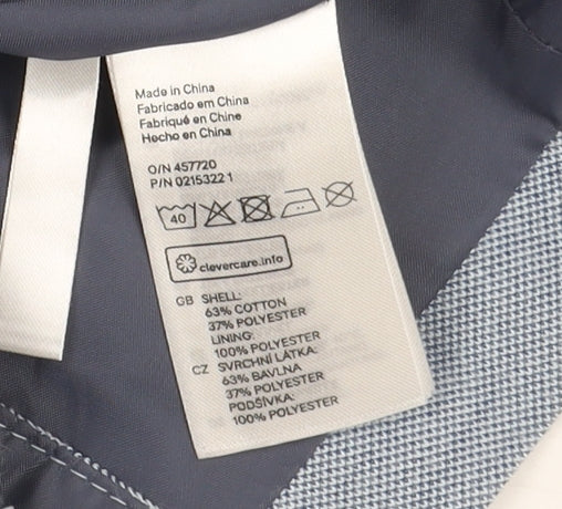 Brand and care label for H&M boys’ blue long sleeve blazer jacket - 24 months