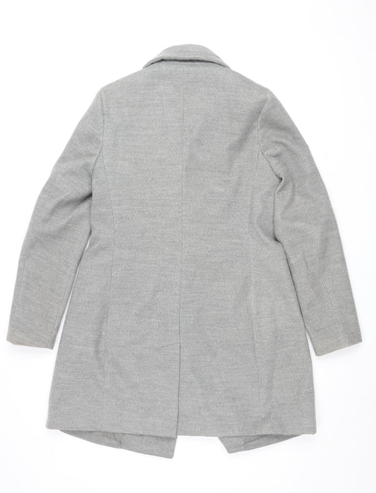 New Look Women's Grey Pea Coat, Size 12, Classic Style