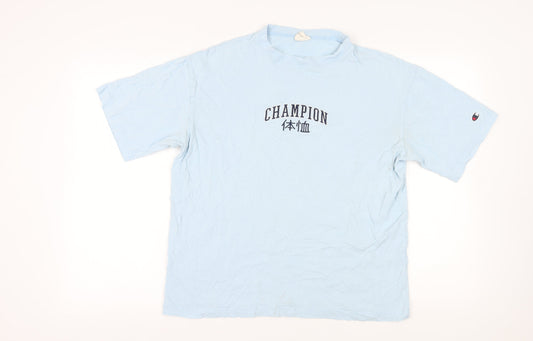 Champion Blue Unisex T-Shirt, Medium, Logo Accent