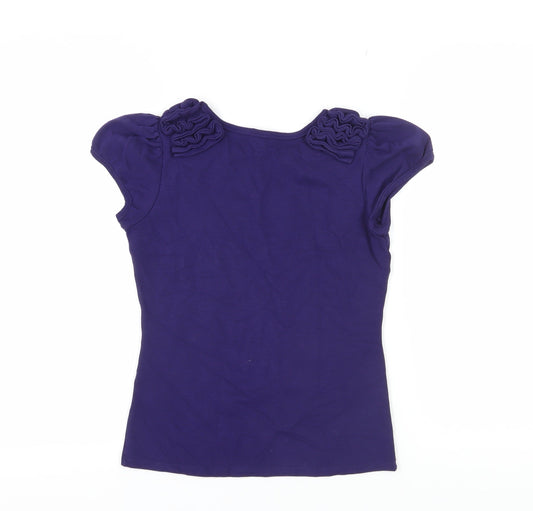 Womens UK Size XS Ted Baker Purple Cotton Blend T-Shirt