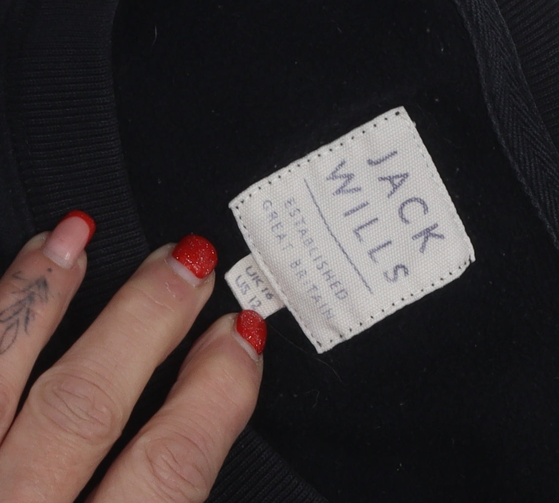 Jack Wills Women's Black Pullover Sweatshirt UK 8