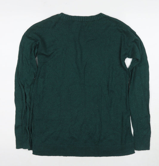 Hollister Women's Green Penguin Christmas Jumper, M