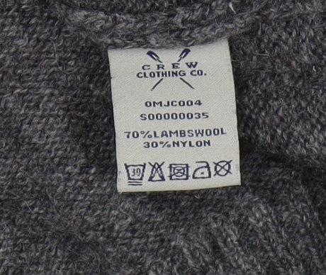 Brand and care label for Crew Clothing Men's Grey Wool Pullover -, size S