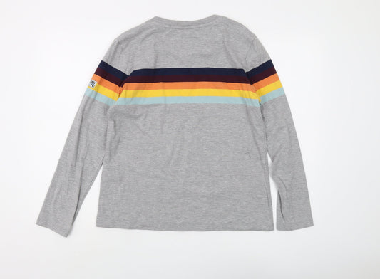 Superdry Unisex Grey Striped T-Shirt Size 12