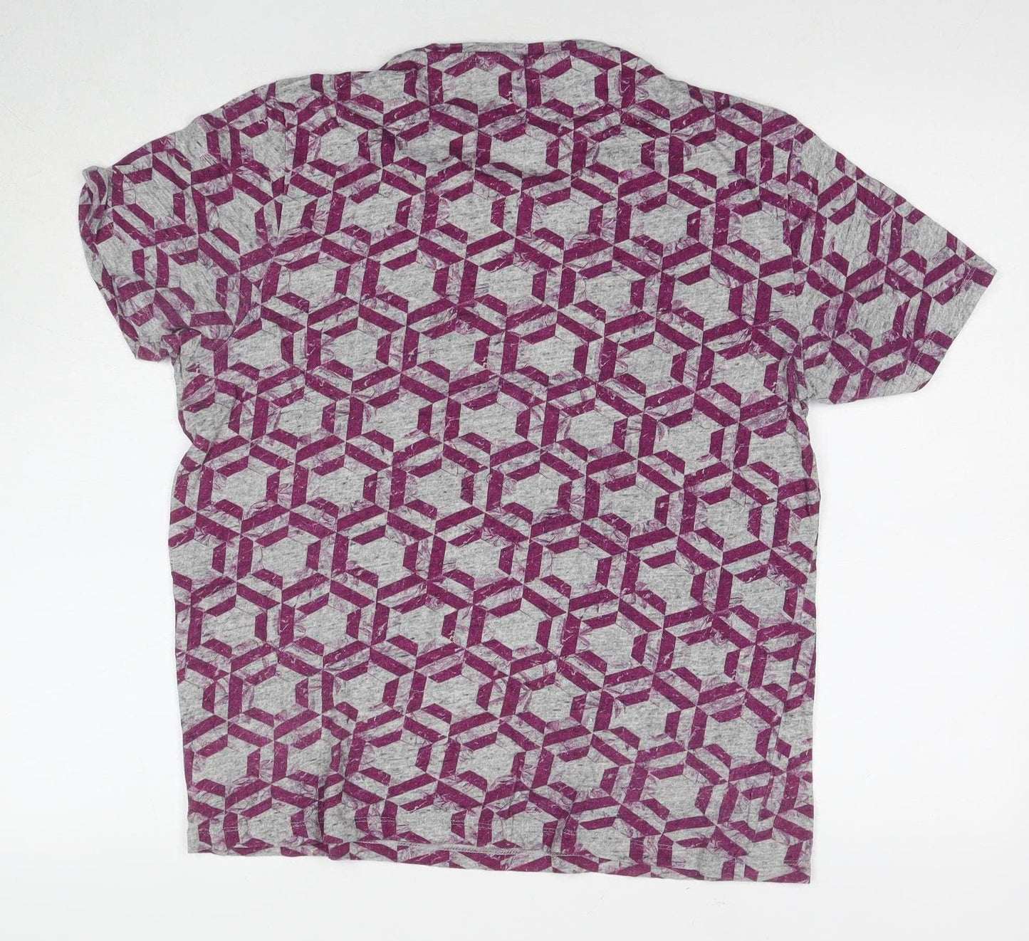 Ted Baker Unisex Grey Geometric T-Shirt L Jersey Style