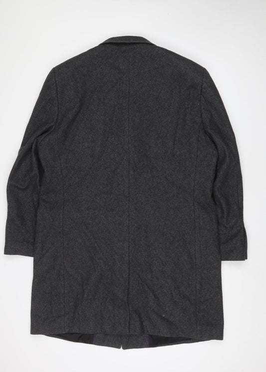 Jeff Banks Men's Grey Wool-Blend Overcoat L