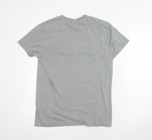 Hollister Unisex Grey T-Shirt M Crew Neck Casual