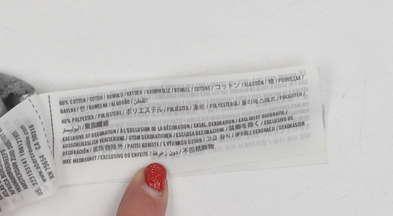 Hollister Unisex Grey T-Shirt M Crew Neck Casual