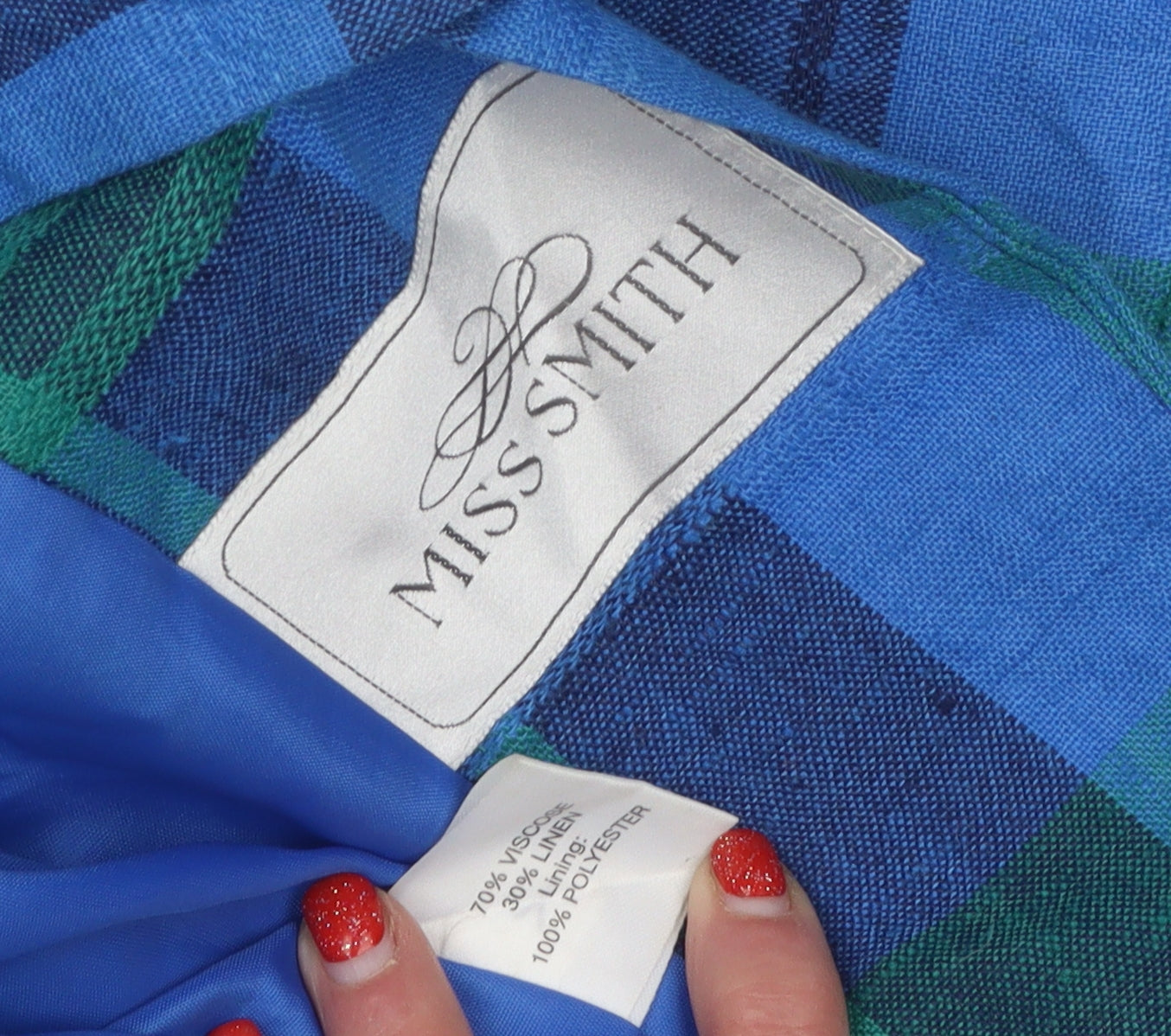 Miss Smith Women's Multicoloured Plaid Blazer Size 18