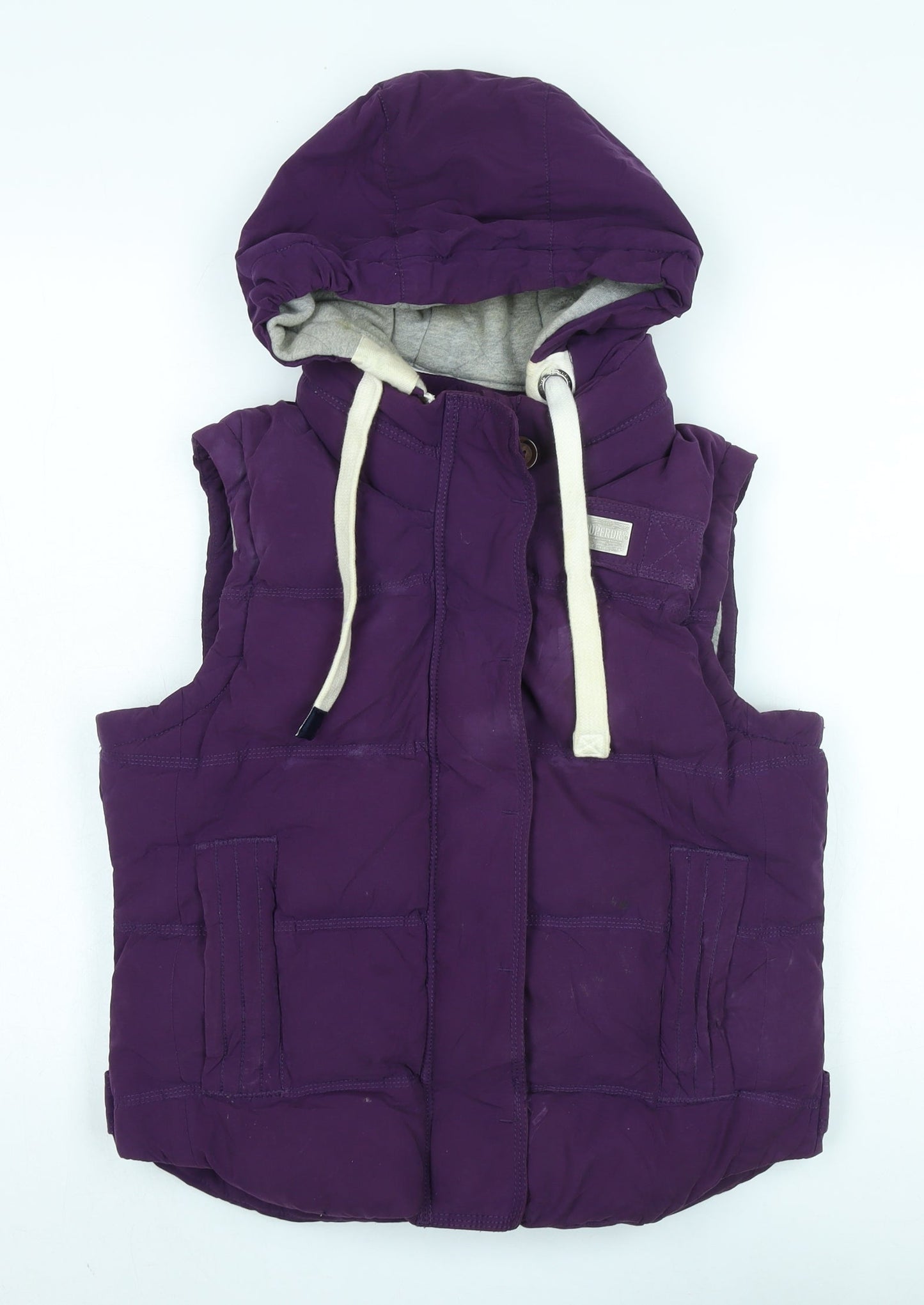 Superdry Unisex Purple Hooded Puffer Vest M Casual