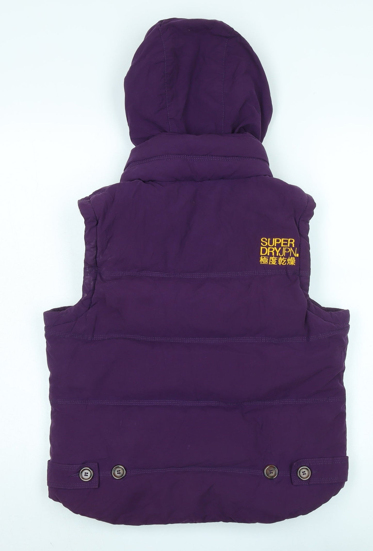 Superdry Unisex Purple Hooded Puffer Vest M Casual
