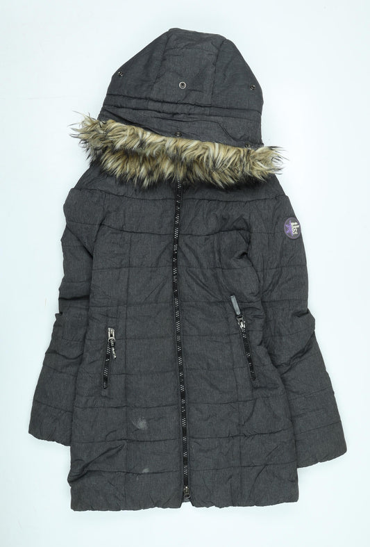 Womens UK Size S Regular Superdry Grey Polyester Jacket