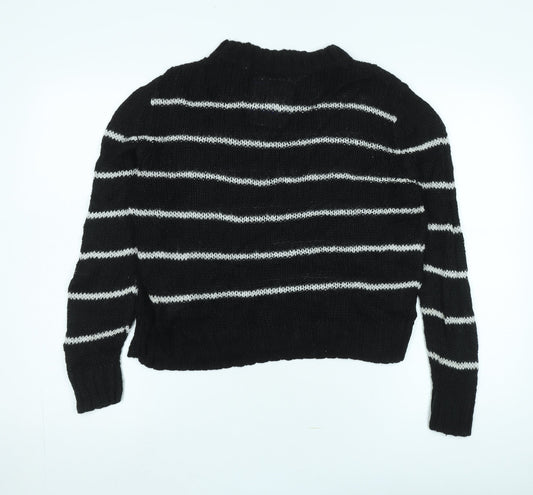 Superdry Women's Black Striped Pullover Jumper L