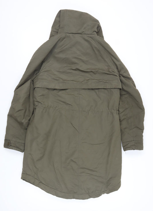 H&M Women's Green Parka Coat S - Hooded & Padded