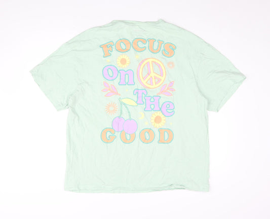 Jack & Jones Green Crew Neck T-Shirt, Unisex XL, Casual