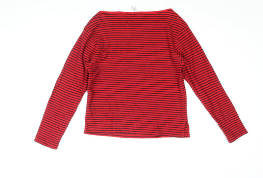 & Other Stories Women's Red Striped Jersey T-Shirt Size 6