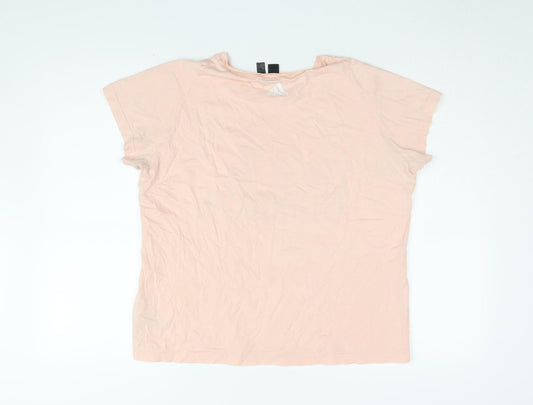 Adidas Women's Pink Basic T-Shirt XL, Cotton Casual