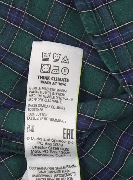 Marks and Spencer Men's Green Plaid Shirt M