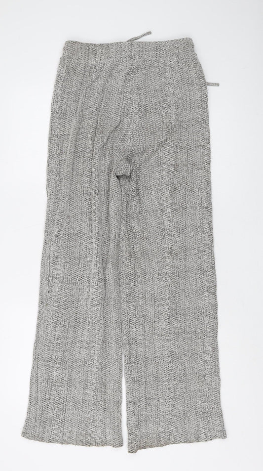 Zara Women's Grey Knit Wide-Leg Trousers, Size 8