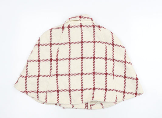 Gap Girls' Ivory Checked Cape Lined Winter Cape