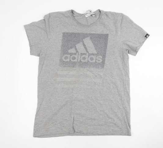 Mens UK Size M adidas Grey Cotton Blend T-Shirt