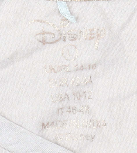 Disney Beige Sequin T-Shirt, Unisex Size 12-14, Cotton