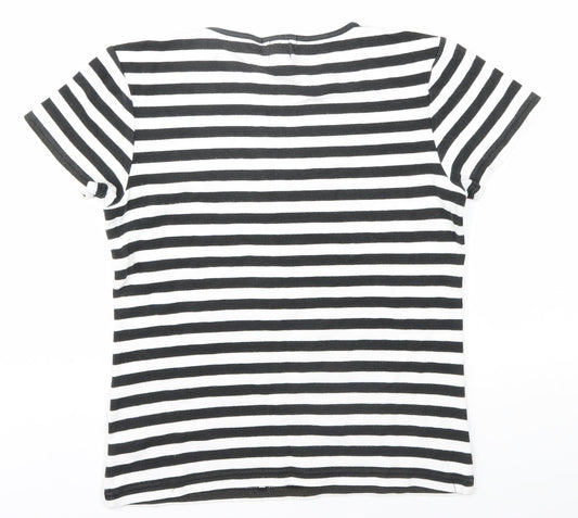 GAP Women's Black Striped Slim Fit T-Shirt Size S