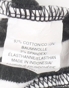 GAP Women's Black Striped Slim Fit T-Shirt Size S