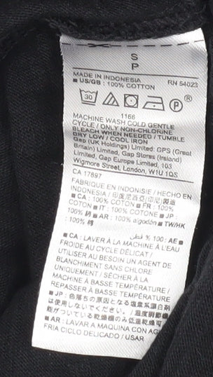 Womens UK Size S Gap Black 100% Cotton T-Shirt