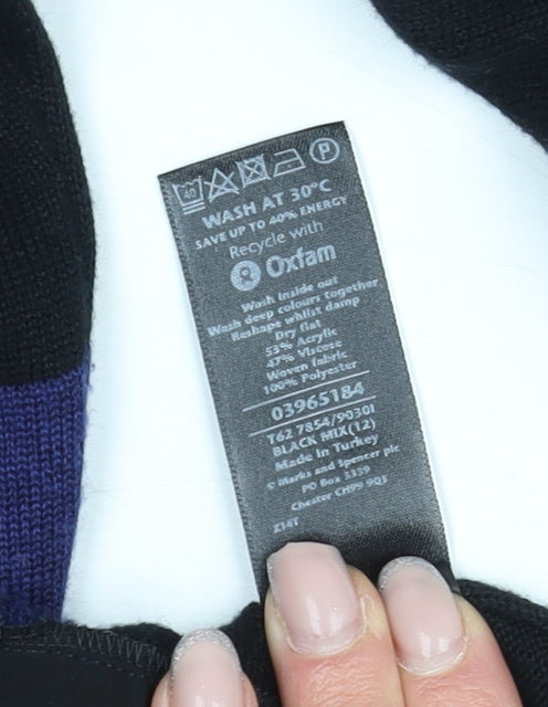 Per Una Women's Black 3/4 Sleeve Knit Blouse - Size 12