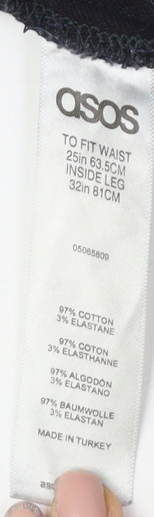 Close-up detail of ASOS Women's Skinny Blue Jeans, size 25