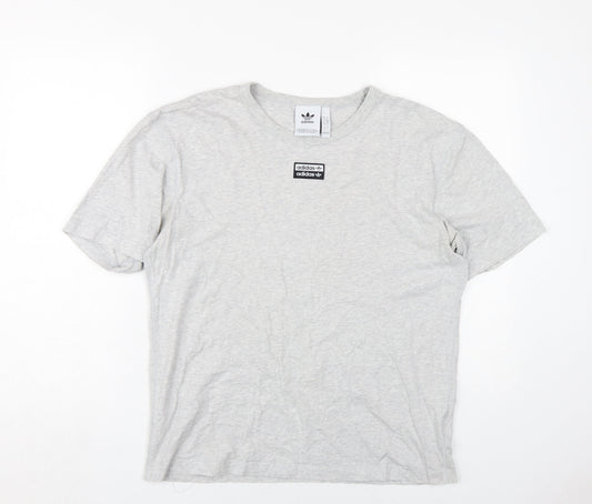 Unisex Adultss UK Size M adidas Grey 100% Cotton T-Shirt