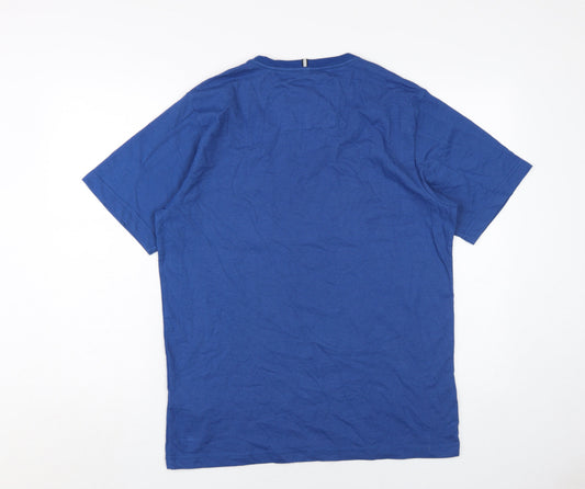 Bison Men's Blue Crew Neck Short Sleeve T-Shirt M