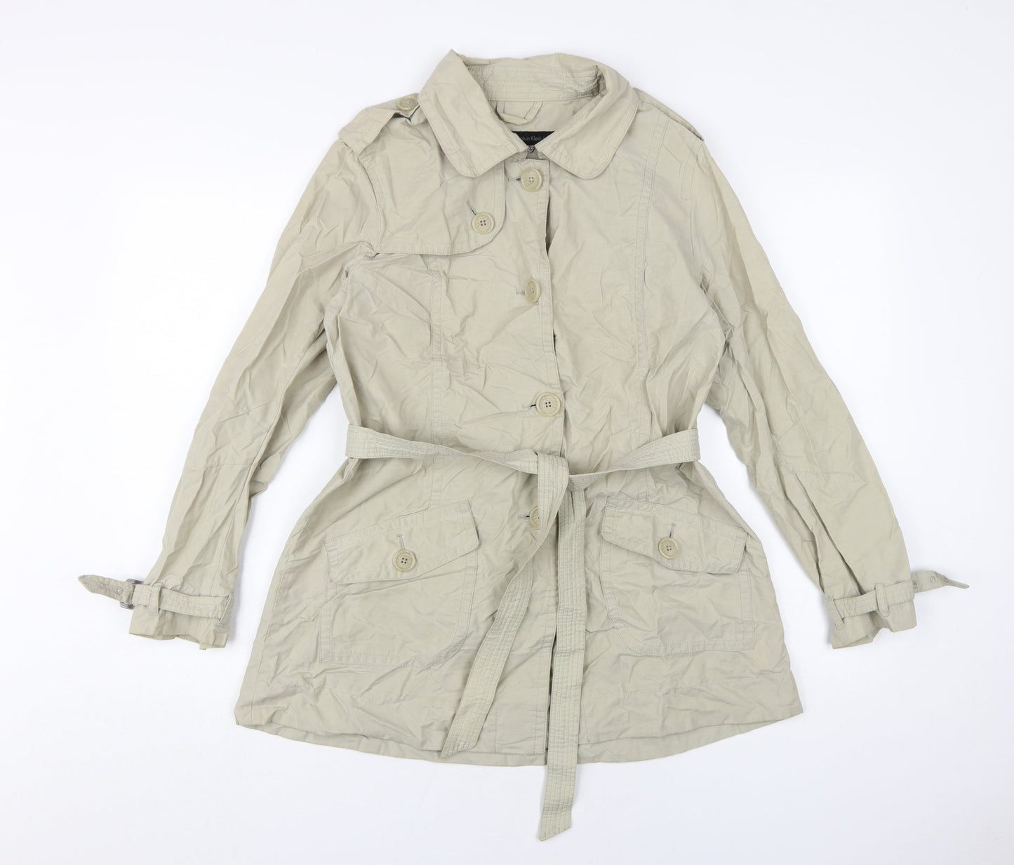 Calvin Klein Women Beige Trench Coat Size S Casual Stylish